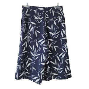 Ann Taylor Petites Culotte Pants Sz 0P Dark Navy Blue Leaf Design Career Office
